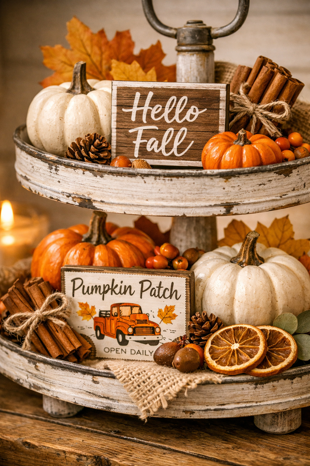 Farmhouse Tiered Tray Styling for Fall: A Simple Layer-by-Layer Guide