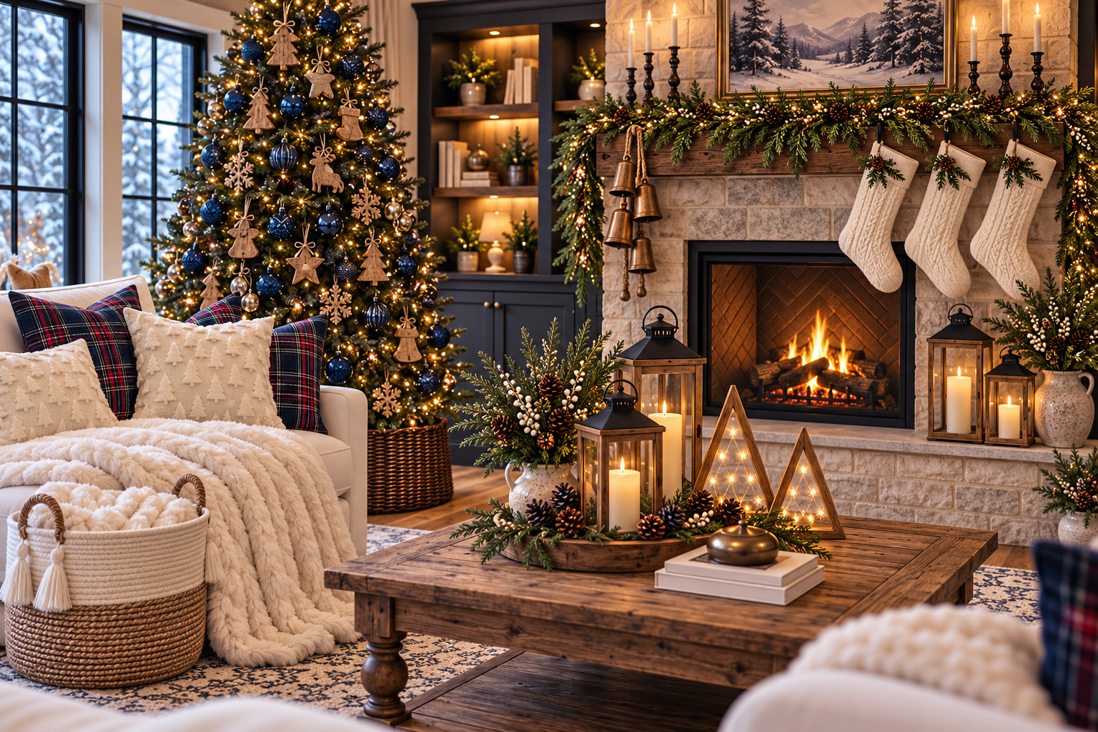 12 Cozy Modern Farmhouse Christmas Living Room Ideas