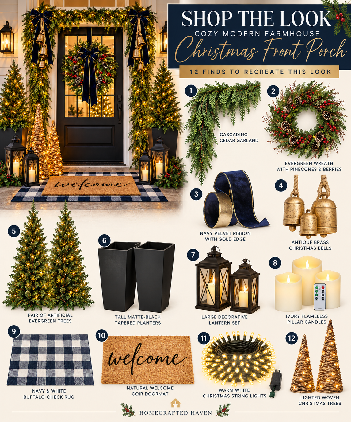 Shop the look: 12 Amazon finds for a cozy modern farmhouse Christmas front porch